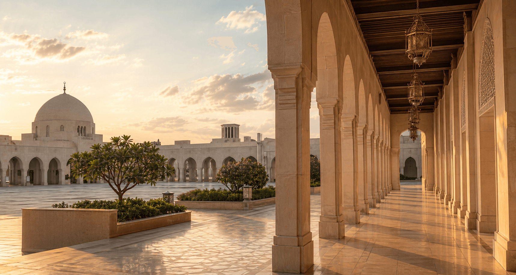 A calm architectural scene adding visual presence to the monthly timetable